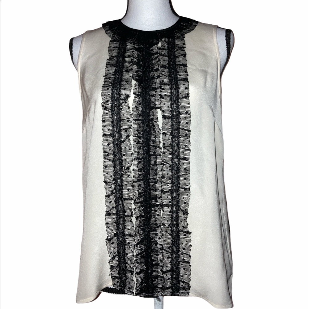 j.Crew COLLECTION Lace Front Silk Sleeveless Top